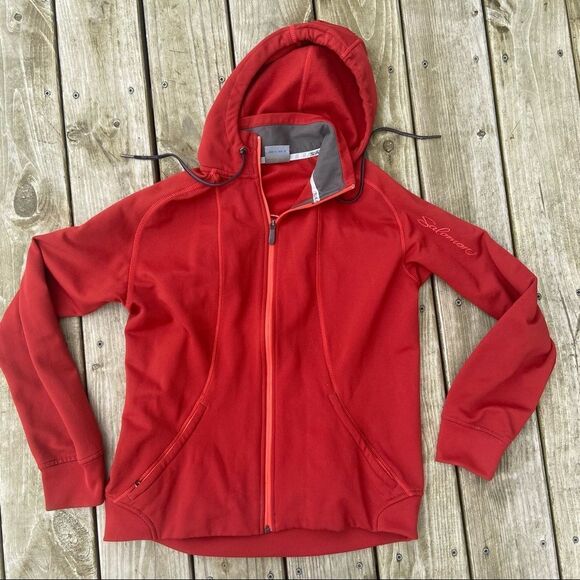Youth Salomon Full Zip red hooded jacket XL Activewear Zipper Pockets